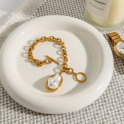 Bracciale in acciaio con placcatura oro