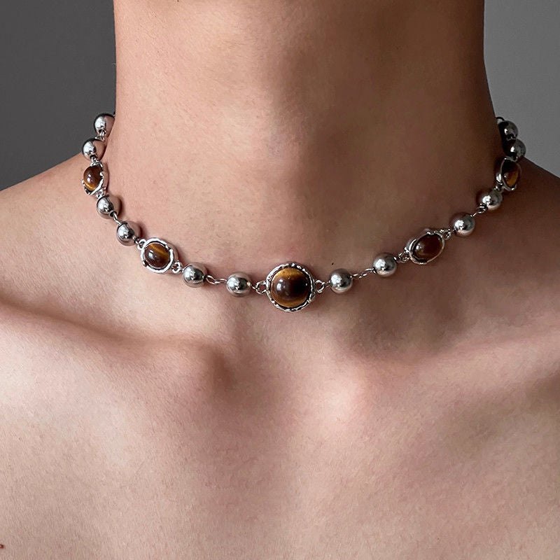 Choker pelle e metallo