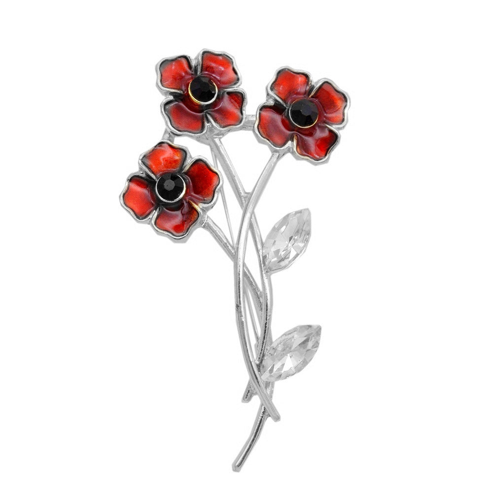 Spilla papavero rosso gocciolante