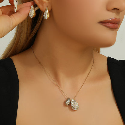 Set Collana Orecchini Goccia Diamante