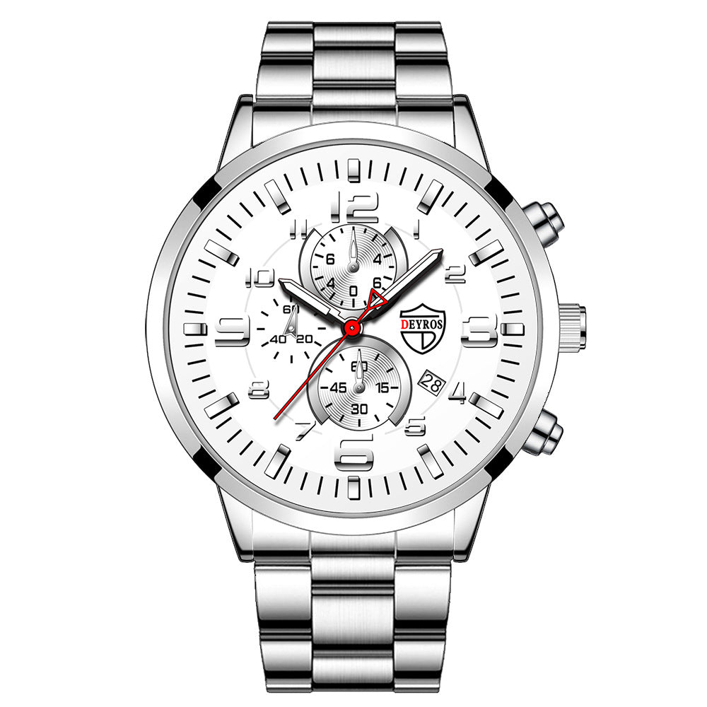 Orologio uomo acciaio calendario oro