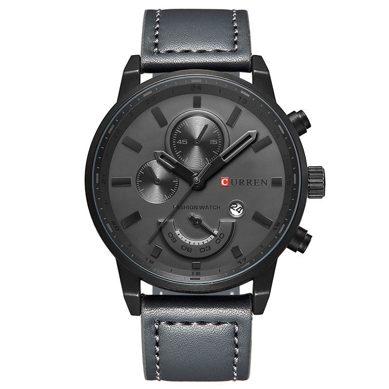 Orologio al quarzo con calendario pelle business