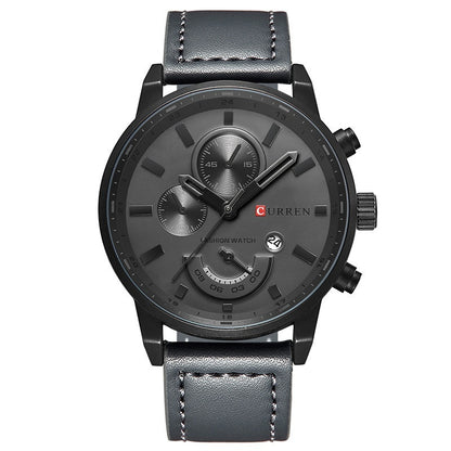 Orologio al quarzo con calendario pelle business