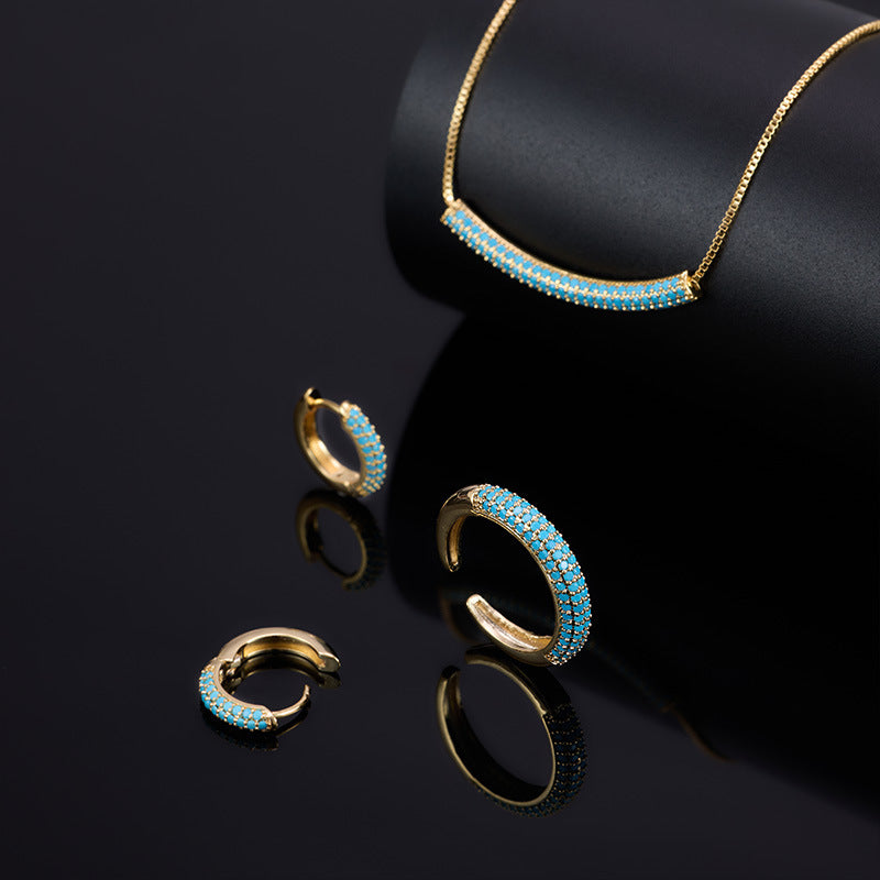 Set collana, orecchini e anello turchese