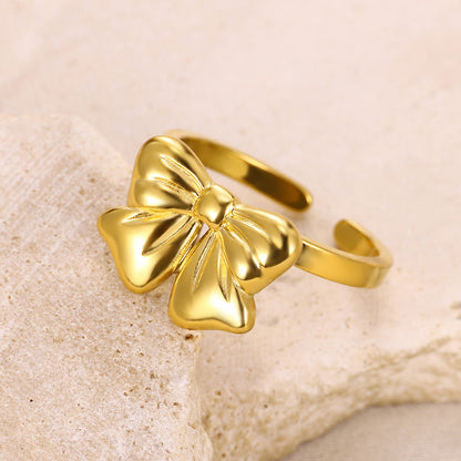Anello acciaio titanio con fiocco