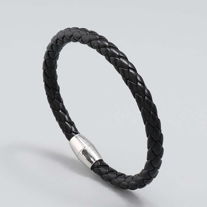 Bracciale pelle intrecciata imitata