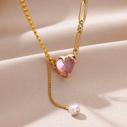Collana cuore zircone semplice
