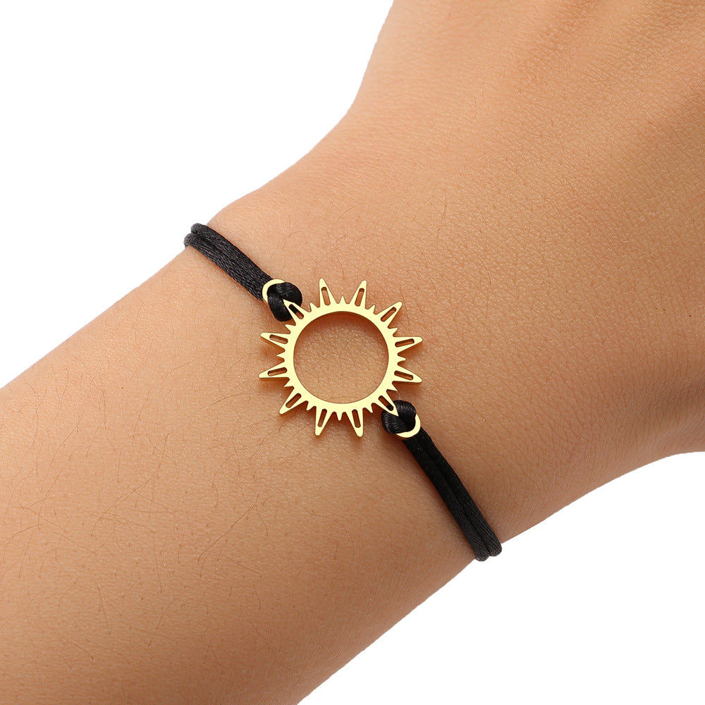 Bracciale corda nera acero