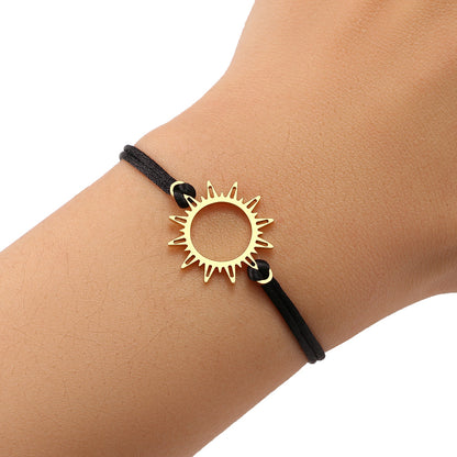 Bracciale corda nera acero