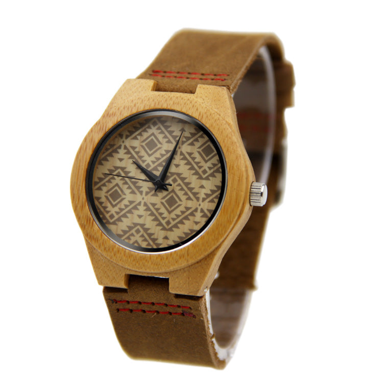 Orologio pelle cinturino bambù