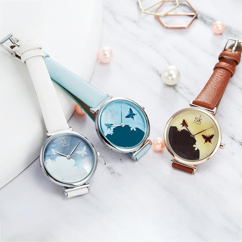 Orologio donna impermeabile con farfalla