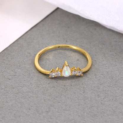 Anello opale zircone a V