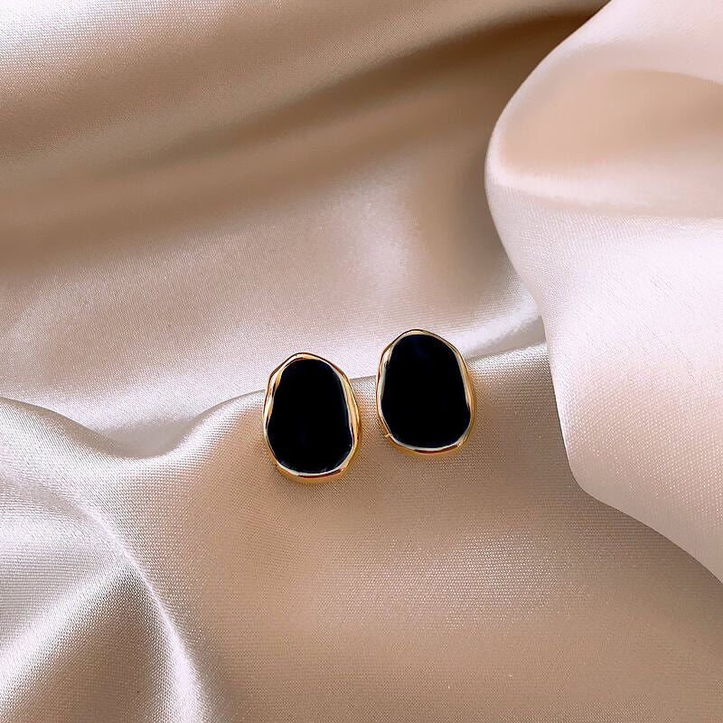 Orecchini argento nero geometrici retro