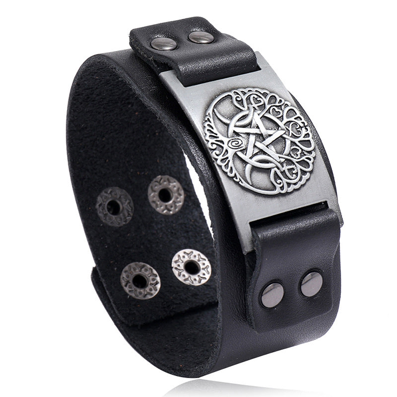 Bracciale vichingo pelle testa di lupo