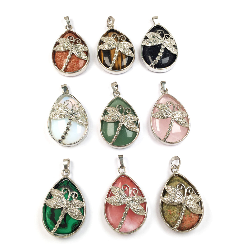 Collana libellula cristalli e gocce