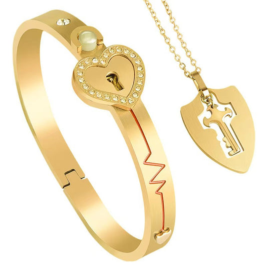 Set Braccialetti Lucchetto Cuore