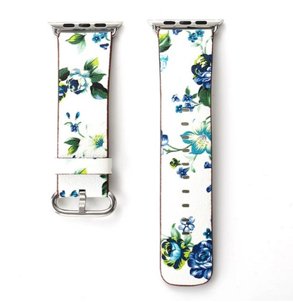Orologio con cinturino pelle floreale