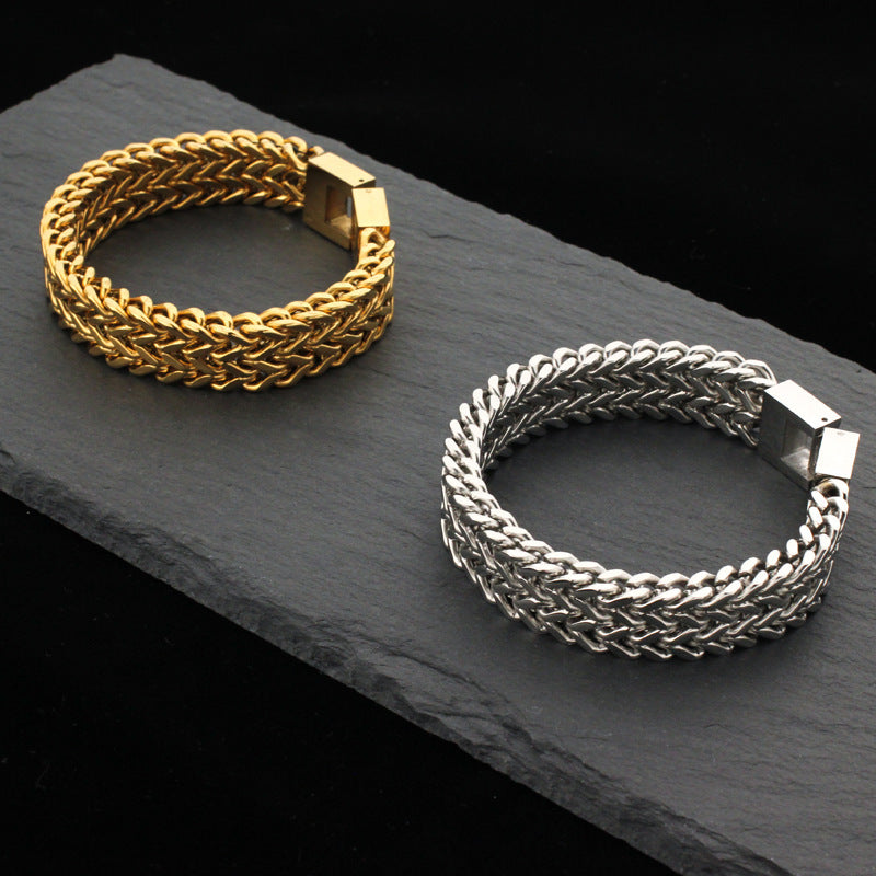 Bracciale catena cubana doppio retrò