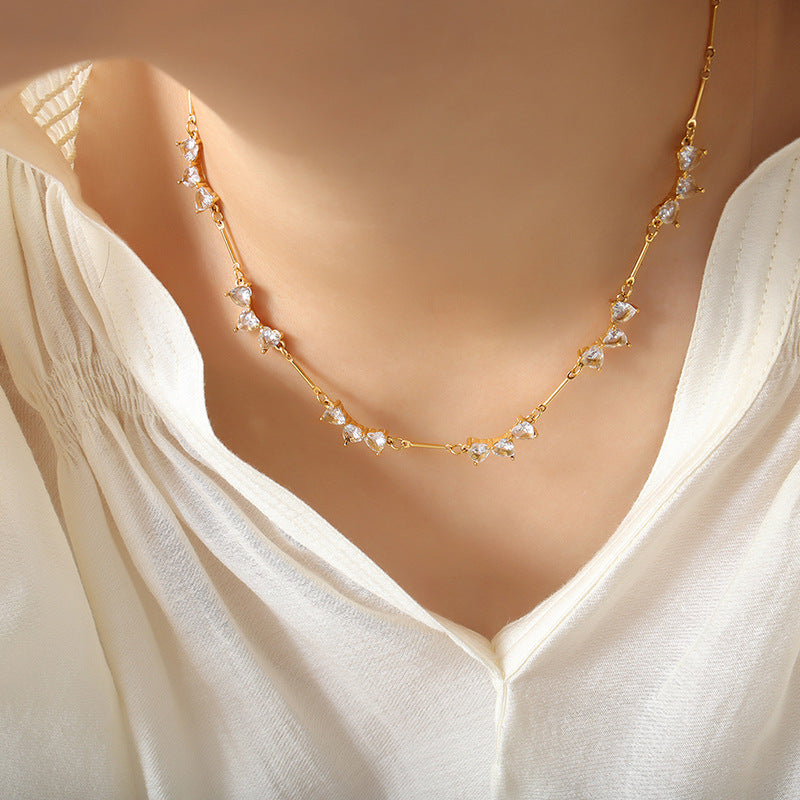 Collana Cuore Zircone Placcato Oro