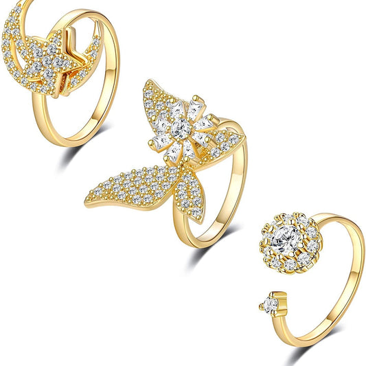 Anello farfalla girevole - set