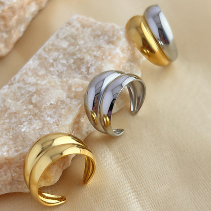 Anello acciaio geometrico cavo