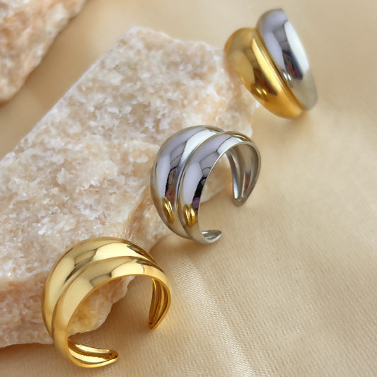 Anello acciaio geometrico cavo