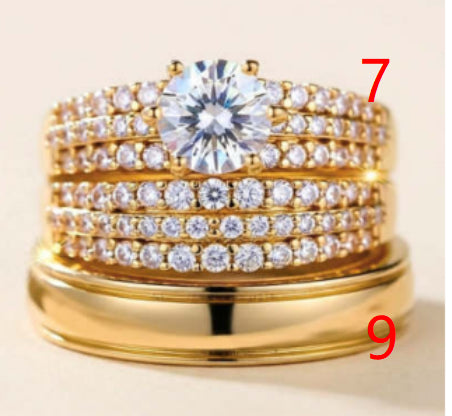 Anello di coppia zirconi doppio strato