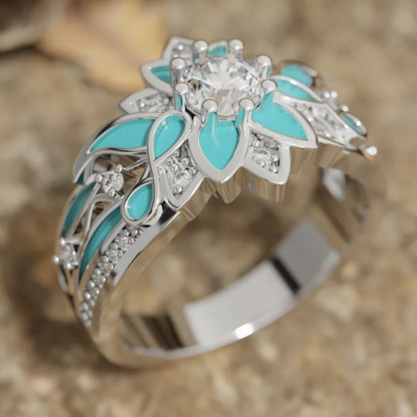 Anello Fiore Goccia di Smalto