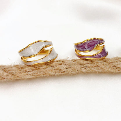Anello smaltato placcato oro da donna