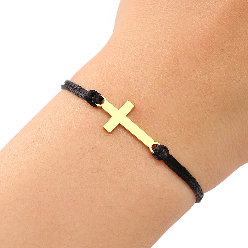 Bracciale corda nera acero