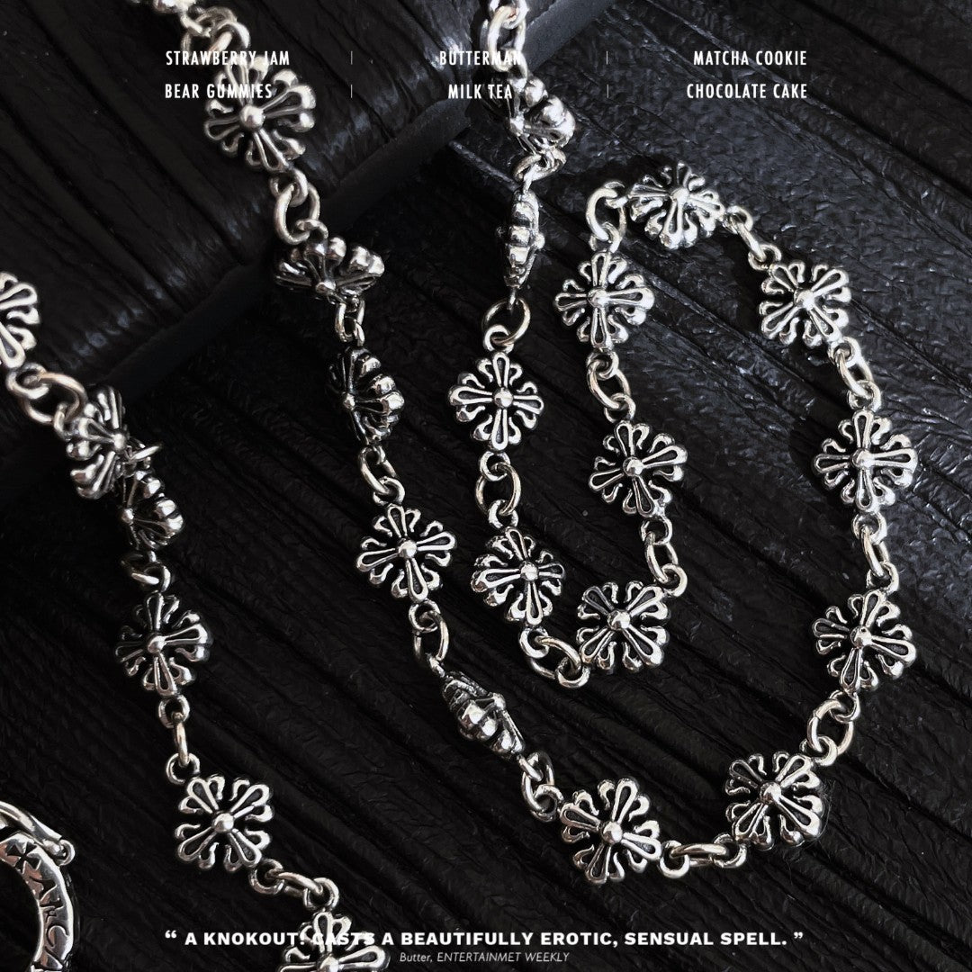 Collana argento croce fiore