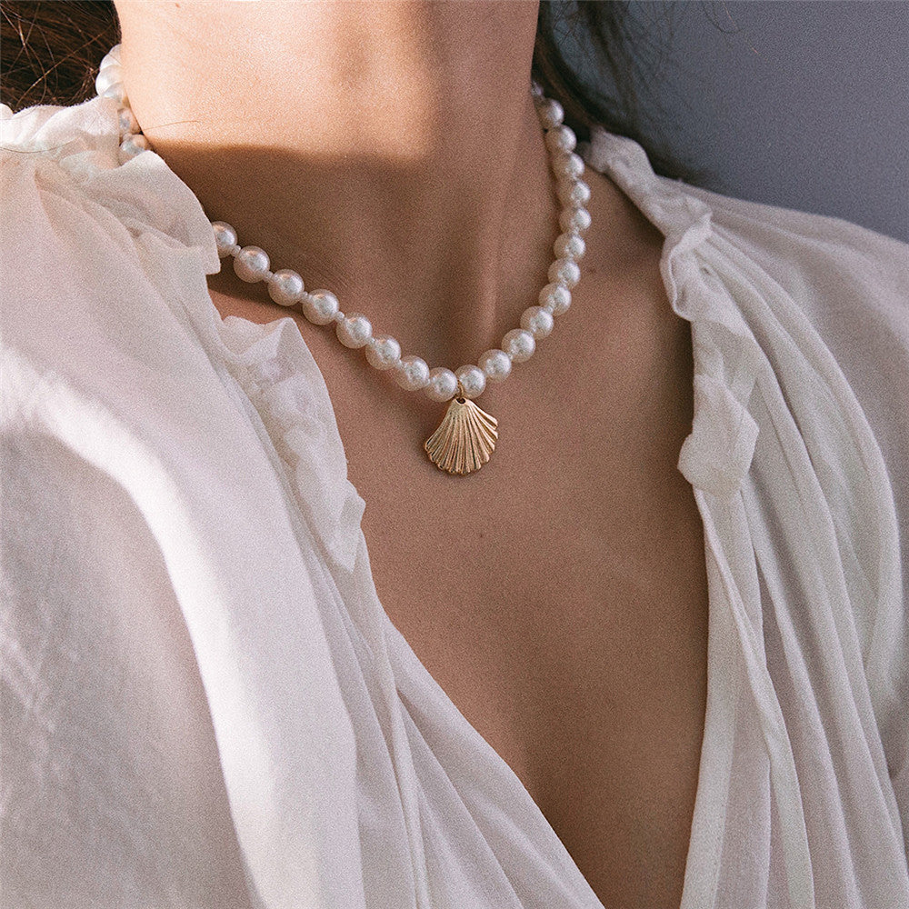 Collana conchiglia e perla semplice