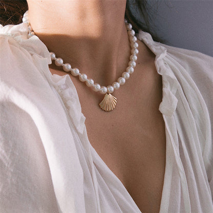 Collana conchiglia e perla semplice