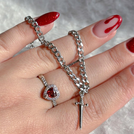 Bracciale rubino cuore