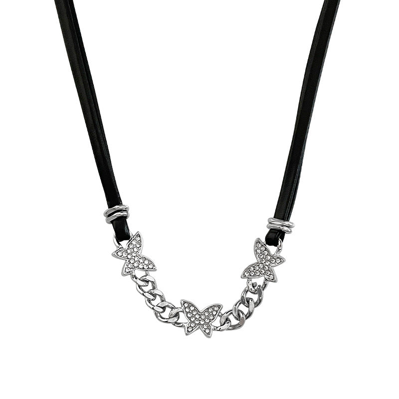 Collana farfalla nera girocollo