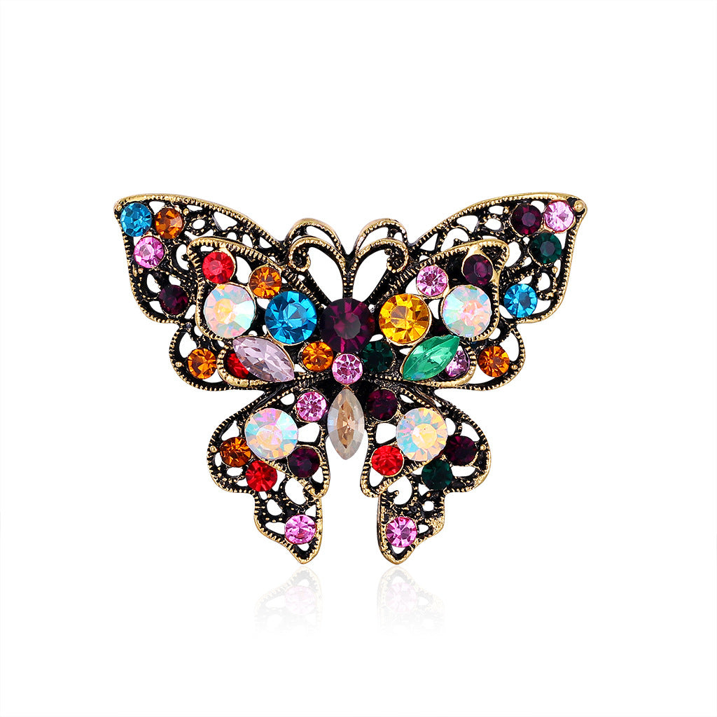 Spilla farfalla strass colorata