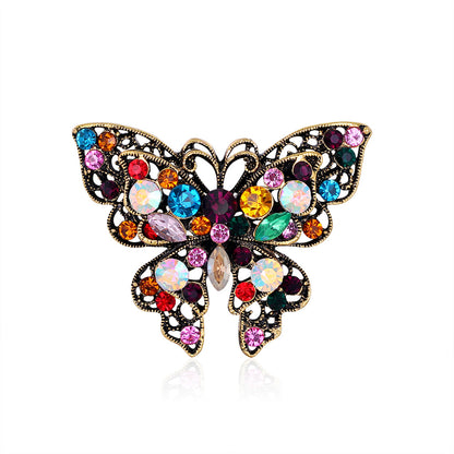 Spilla farfalla strass colorata