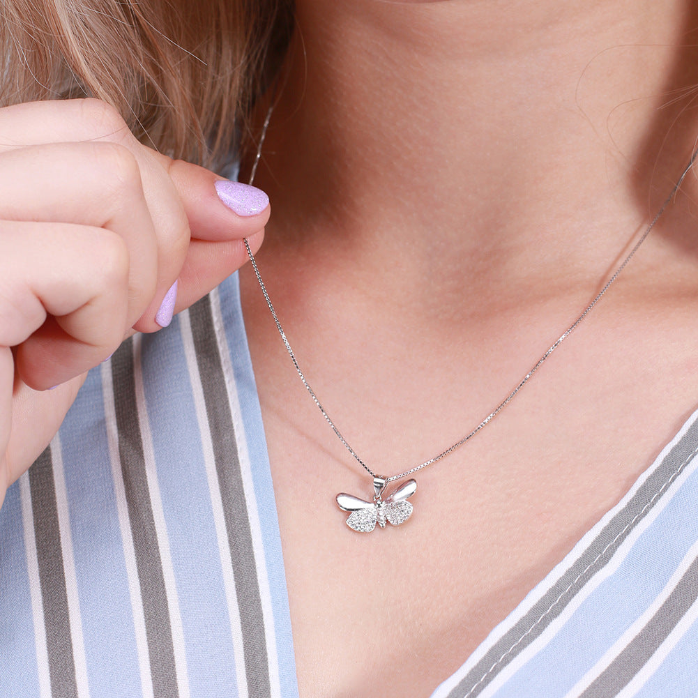 Collana farfalla zirconi in argento sterling