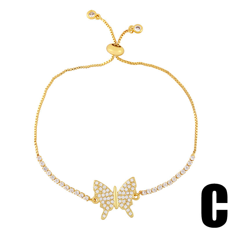 Bracciale farfalla zircone regolabile