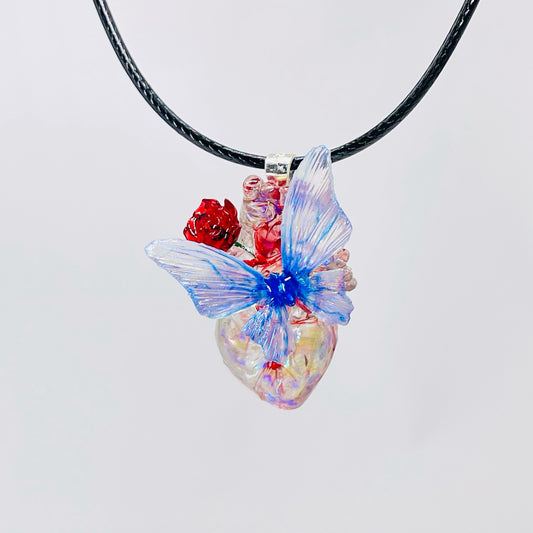 Collana argento farfalla e cuore