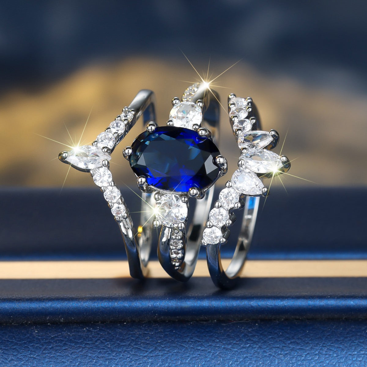 Anello Goccia Zaffiro Diamante