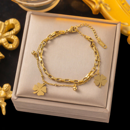 Bracciale quadrifoglio con ciondolo