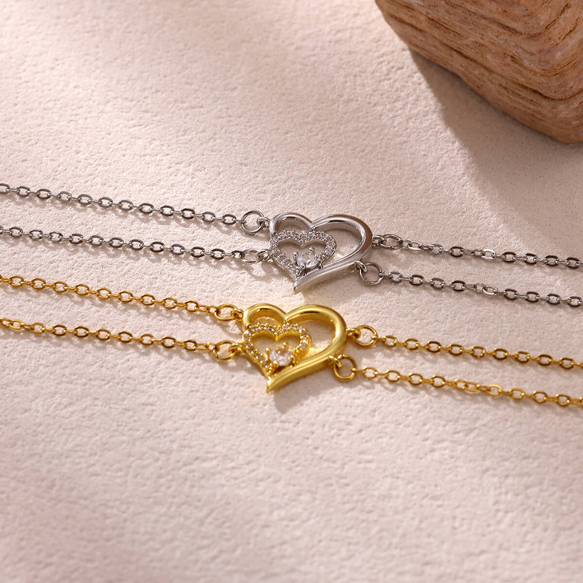 Bracciale cuore zirconi regolabile