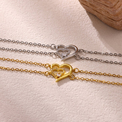 Bracciale cuore zirconi regolabile