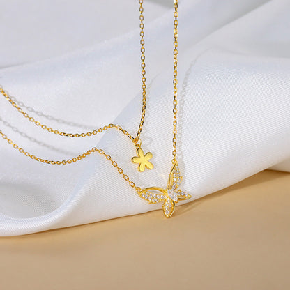 Collana farfalla fiore strass