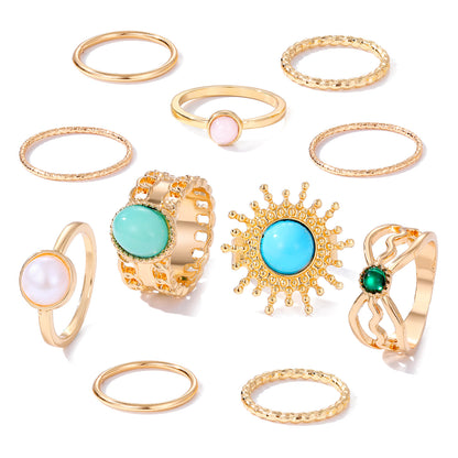 Anello smeraldo geometrico con pietre naturali