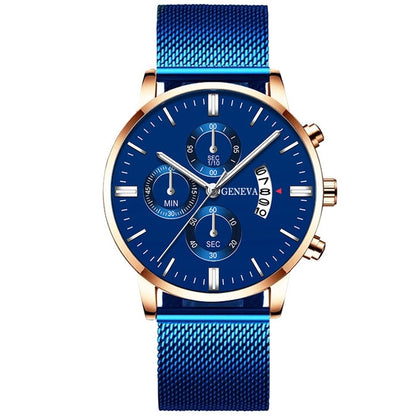 Orologio calendario quarzo mesh