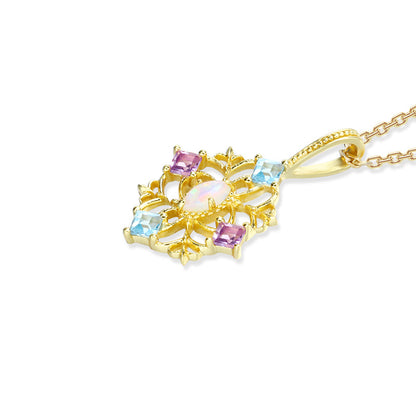 Collana geometrica traforata a merletto