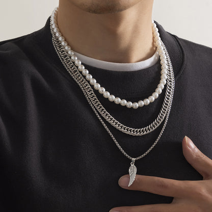 Collana piuma perle vintage