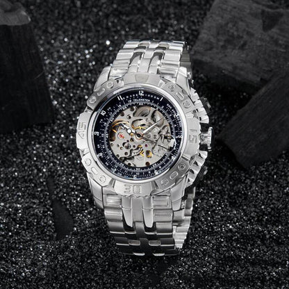 Orologio meccanico traforato acciaio